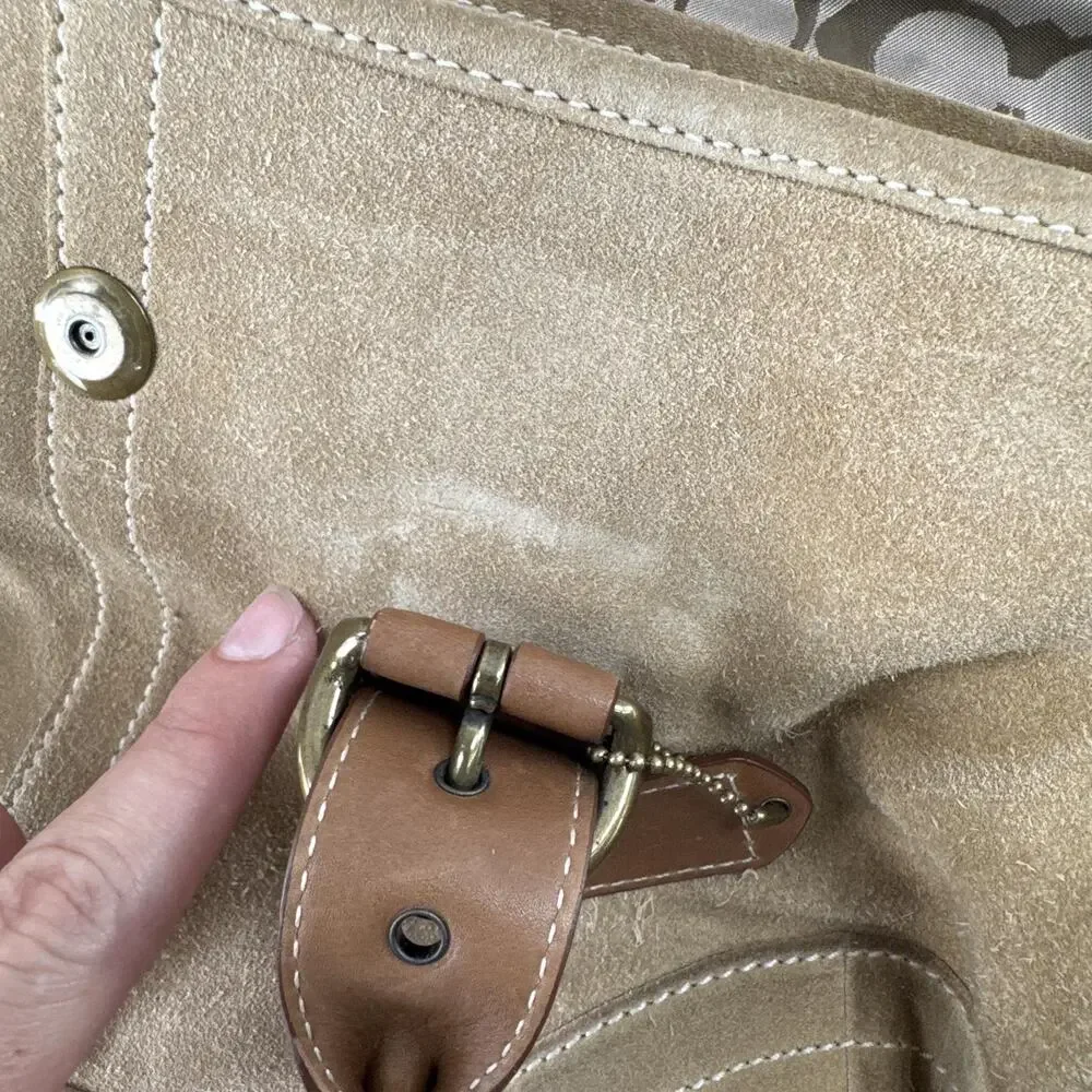Coach Soho Suede Satchel Bag Womens Medium Beige Leather Top Handle 9674